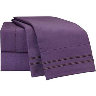 Clara Clark Supreme 1500 Collection 5pc Seng ark s?t - split king size lilla aubergine