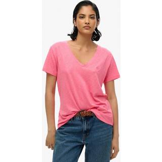 Superdry Superdry Pink Slub Embroidered Relaxed V-Neck T-Shirt