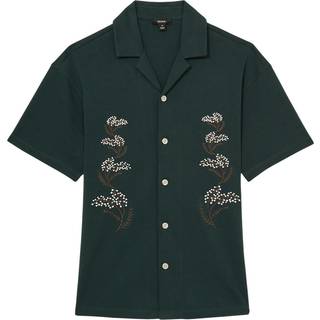 Reiss Reiss Dark Green Goya Cotton Floral Embroidered Shirt
