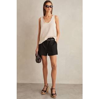 Reiss Reiss Black Fawn Linen Whipstitch Shorts
