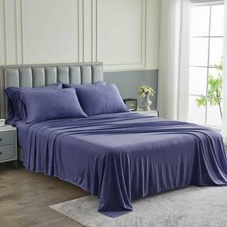 Ren senget?j senget?j - King Sheet Set [6 -delt Heather Navy] - Hotel Luksus 1800 B?rstet mikrofiber - Bl?d og ?ndbar - Deep Pocket Fitted Sheet