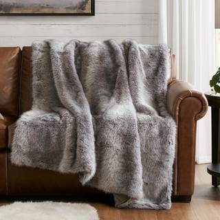 Hyde Lane faux pels kast tæppe - ultra lang bunke luksus fluffy chinchilla grå pelsæpper fuzzy plys