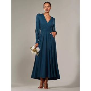 Jolie Moi Jolie Moi Light Blue Long Sleeve Supersoft Jersey Maxi Dress