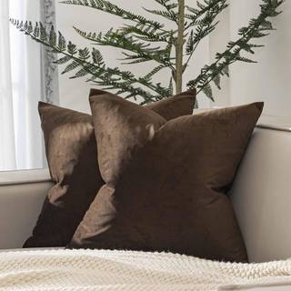 Juspurbet brun fløjl kast pude dækker 16x16 tommer sæt med 2 til stue sofa sofa soveværelse dekorative firkantede faste bløde pude med usynlig ly