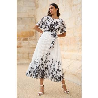 Yumi Spejl Blomster Design Plisseret Midi KjoleEU 40 (UK 12)