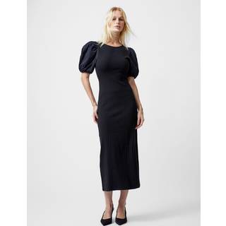 French Connection French Connection Black Sasia Rib Puff Midi Dress