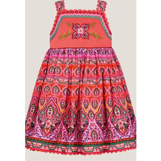 Monsoon Monsoon Orange Baby 100% Cotton Embroidered Floral Print Dress