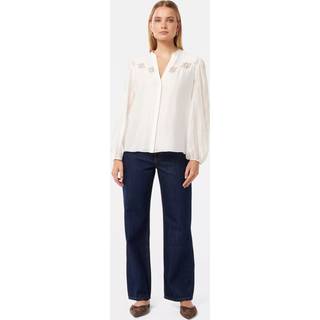 Forever New Forever New White Tegan Trim Blouse