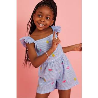 Accessorize Accessorize Piger Broderet Stribet 100% Bomuld Playsuit