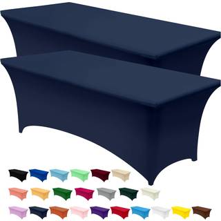 Utopia Kitchen Spandex Tabline 2 Pack [8ft marinebl?] T?t monteret vaskbar og rynkebestandig str?kningstoldklud rektangel cover til messe bryllup