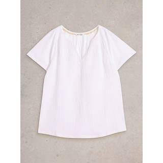 White Stuff White Stuff White 100% Cotton Luella Notch Neck Top