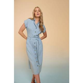 Lts Tall Blue Denim Belt Tie Midi Dress Size 12