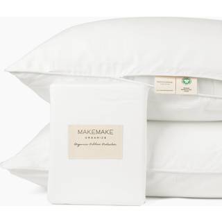 Makemake Organics Organic Cotton Pillow Protector (S?t med 2) Gots Certified Organic Pillow Cases Zippered Natural Pure Breathable Resistant Fit