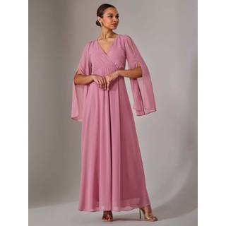 Jolie Moi Jolie Moi Pink Chiffon Cap Sleeve Maxi Dress