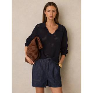 Reiss Reiss Indigo Ashby Linen Chambray Shorts