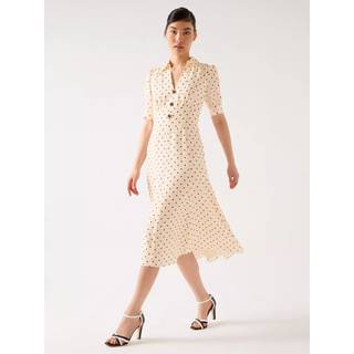 LK Bennett Sophie Birch Viscose Blend 30 'S Polka Dot Tryk Collared KjoleEU 40 (UK 12)