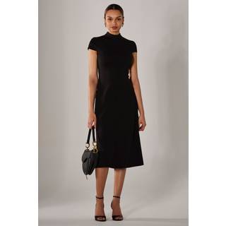Jolie Moi Jolie Moi Black Ponte Cap Sleeve Midi Dress - 14
