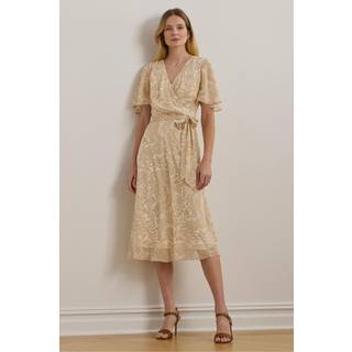 Lauren Ralph Lauren Lauren Ralph Lauren Cream Filsee Print Belted Midi Dress
