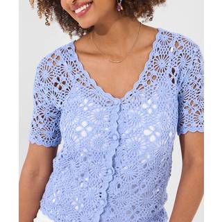 Joe Browns Joe Browns Blue Relaxed Crochet 100% Cotton Cardigan
