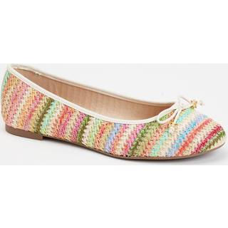 Dune London Dune London Cream/Pink Wide Fit Hallo Charm Trim Leather Ballet Shoes