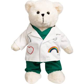 Hollyhome Doctor Bear udstoppet dyreplysende bamse i skrubber og hvide frakke gaver til l?gerstuderende og b?rn 16 tommer fl?de