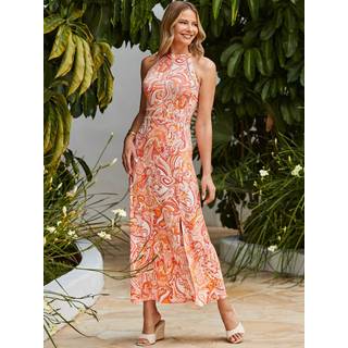 Sosandar Sosandar Wanderlust Tryk Maxikjole med Halterneck - EU 42 (UK 14)