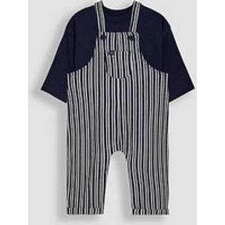 Jojo Maman Bébé JoJo Maman Bébé Navy 2-Piece Stripe Dungarees & Top Set