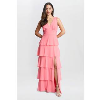 Gina Bacconi Gina Bacconi Pink Lucielle Sleevless Tiered Maxi Dress - EU 48 (UK 20)