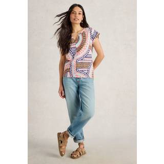 White Stuff Nelly Notch Neck 100% Bomuld T-shirtEU 40 (UK 12)