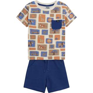 Jojo Maman Bébé Jojo Maman Bébé T-shirt og shortssæt i 100% bomuld med tryk