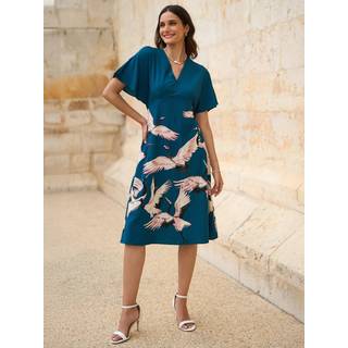 Yumi Yumi Fabric Crane Tryk Kimono Midi Kjole