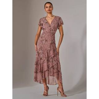 Jolie Moi Jolie Moi Printed Wrap Flæsekant Maxikjole - EU 44 (UK 16)