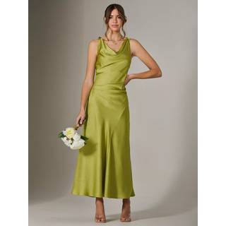 Jolie Moi Jolie Moi Green Twisted Shoulder Cowl Neck Midaxi Dress - EU 40 (UK 12)