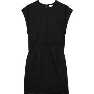Reiss Reiss Black Karly Linen Short Sleeve Mini Dress