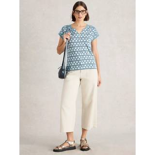 White Stuff Nelly Notch Neck 100% Bomuld T-shirtEU 40 (UK 12)