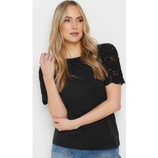 Lts Tall Black Crochet Sleeve Tshirt 18 Lts | Tall Women's T-Shirts