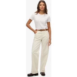 Superdry Superdry White Mid Rise Wide Leg 100% Cotton Jeans