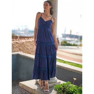 Yumi Yumi Blue Lace Tiered Strappy Maxi Dress