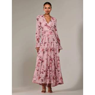 Jolie Moi Jolie Moi Pink Long Sleeve Mesh Maxi Dress - 12