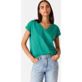 Whistles Whistles Green Willa V-Neck Cap Sleeve 100% Cotton T-Shirt