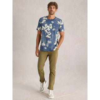 White Stuff White Stuff Blue Floral Printed Short Sleeve 100% Cotton T-Shirt