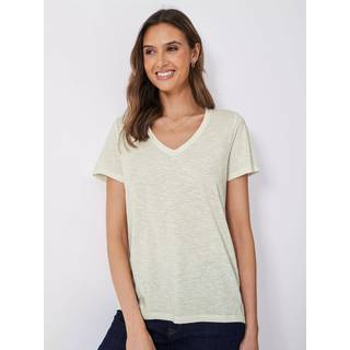 Crew Clothing Crew Clothing Company Natural Stripe V-Neck Slub 100% Cotton T-Shirt