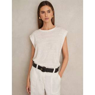 Reiss Reiss White Mara Linen Cap-Sleeve T-Shirt
