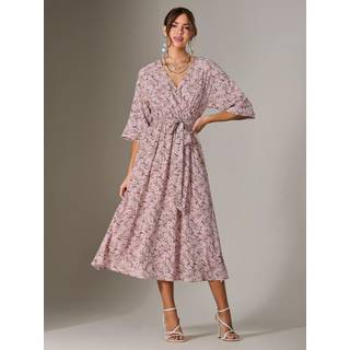 Jolie Moi Jolie Moi Slips Front Half Sleeve Midi Kjole - EU 42 (UK 14)