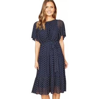 Yumi Yumi Dot Tryk Mesh Stræk Midi Skater Kjole - EU 40 (UK 12)