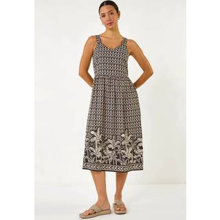 Roman Palm Border Strap Midi SundressEU 38 (UK 10)