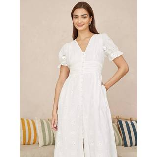 Yumi Yumi Broderi Anglaise Midi Button-Up 100% Bomuld Kjole - EU 40 (UK 12)