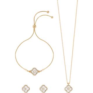 Jon Richard Jon Richard Gold Tone Crystal Clover Trio Set