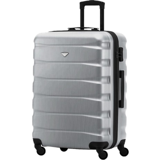 Flight Knight Flight Knight Silver Medium Hardcase Lightweight Check In Suitcase With 4 Wheels