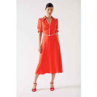 LK Bennett LK Bennett Lou Aurora Viscose Contrast Trim Satin Crepe Kjole - EU 46 (UK 18)